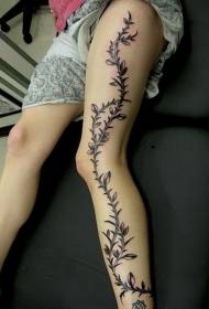 Simple barbed vine tattoo pattern on the legs