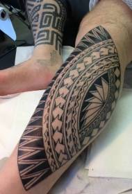 Egyszerű fekete-fehér polinéz ékszerek borjú tetoválás minta