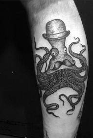Pàtran tatù octopus uasal uasal dubh liath