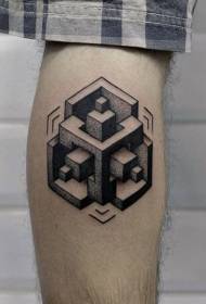 Borjú geometriai stílusú fekete pöcs tetoválás mintával