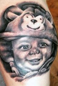 Vițel amuzant realist drăguț zâmbet model tatuaj portret
