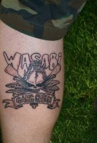 Slika rjave lobanje noge tatoo sliko