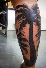 Teľa prírodné realistické čierne palmy tetovanie vzor