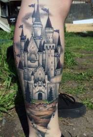 Malované hrad tetování vzor s jednoduchým designem tele