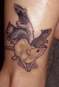 Πέλμα χρώμα ποντικιού οικογένεια τατουάζ μοτίβο