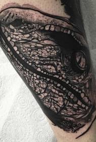 Modello di tatuaggio di dinosauro nero vecchia scuola di vitello