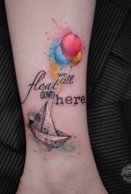 Shank prekrasan šareni balon papirni čamac pismo tetovaža uzorak