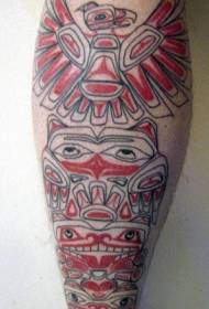 الگوی تاتو پرنده و مرد سبک قبیله ای قرمز