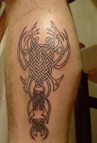 Modello tatuaggio gamba linea celtica nodo nero