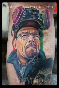 Modello di tatuaggio tatuaggio ritratto multicolore al polpaccio