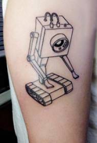 Geometrescht Element Tattoo männlech Student grouss Aarm op schwaarze Roboter Tattoo Bild