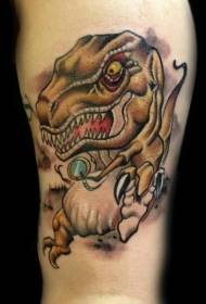 Забавный мультяшный узор с татуировкой динозавра