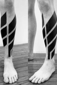 Simple black geometric decorative leg tattoo pattern
