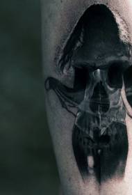 Чудовий чорно-білий жіночий силует з малюнком татуювання черепа