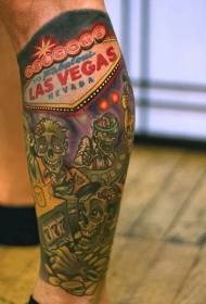 Shank Las Vegas Zombie Cartoon Tattoo Model- ը