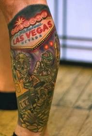 Shank Las Vegas Zombie Cartoon Tattoo Pattern