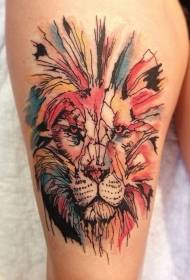 Dij geschilderd leeuwenkop tattoo patroon