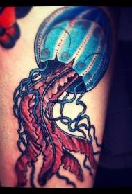 Patrón de tatuaxe de medusas de cores grandes