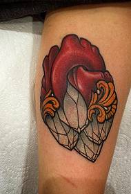 Borjú iskola festett szív tetoválás minta