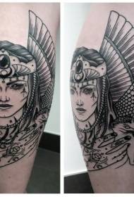 Guerriero Shank donna stile nero sognante con ali tatuaggio