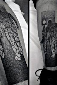 Calf black point thorn hand iginuhit ang pattern ng ama at anak na tattoo