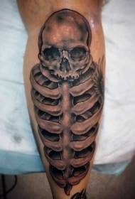 Modello di tatuaggio scheletro umano stile grigio nero vitello