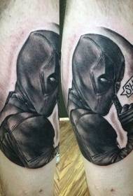 Calf black gray style dead waiter with letter tattoo pattern