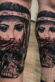 Patró de tatuatge de color de diable a l'estil de terror