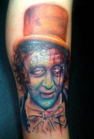 Shank illustrasie styl creepy zombie clown tattoo patroon
