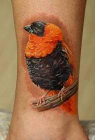 Modello di tatuaggio bellissimo uccello colorato realistico stile caviglia