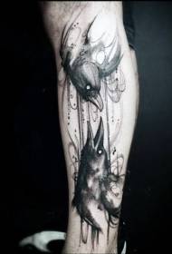 Model de tatuaj cioara neagră în stil de vițel