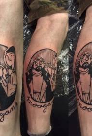 Modello di tatuaggio ritratto di vitello mob divertente nero polpaccio