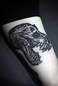 Gerçekçi tarzı siyah dinozor kafatası dövme deseni