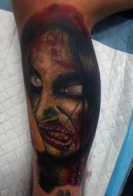 Modello di tatuaggio femminile di zombie in stile film horror