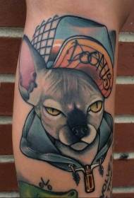 Patró de tatuatge de nou gat escolar i lletra