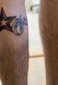 Foto di tatuaggi a stella a cinque punte con gamba colorata