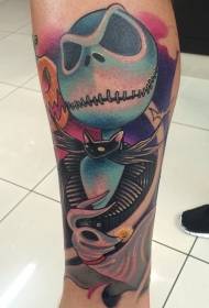 Modello di tatuaggio da uomo multicolore mostro polpaccio