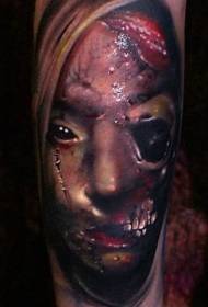 Motif de tatouage de visage de monstre sanglant effrayant