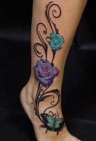 Padrão de tatuagem de haste de borboleta rosa realista incrível
