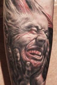 U mudellu di tatuaggi avatar di mostru sanguinante di culore in film di horror