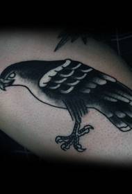 Old school black gray crow tattoo pattern