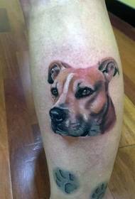 Modello di tatuaggio cane carino naturale di vitello