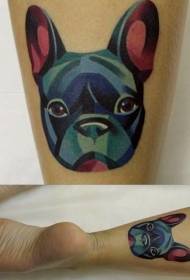 Kalf aquarel portret hond tattoo patroon