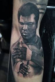 Kalf zwarte as Muhammad Ali portret tattoo patroon