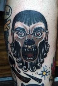 Modello tatuaggio lupo mannaro stile vecchia scuola