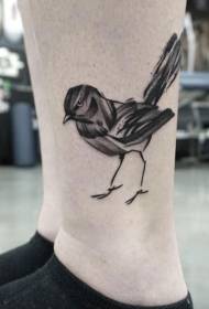 Kalv svartgrå fugl tatoveringsmønster