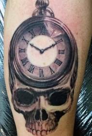 Kaunis musta tuhka kello tatuointikuviolla
