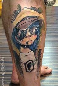 Borjú színű rajzfilm fiú cigaretta tetoválás mintával