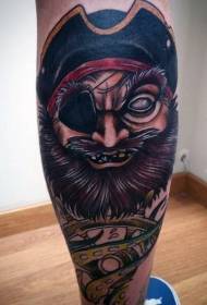 Calf cartoon funny demon pirate tattoo pattern