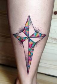 Geometrisk stil farvede stjerner skaft tatoveringsmønster
